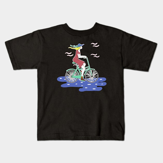 Cycling Kids T-Shirt by Tenh